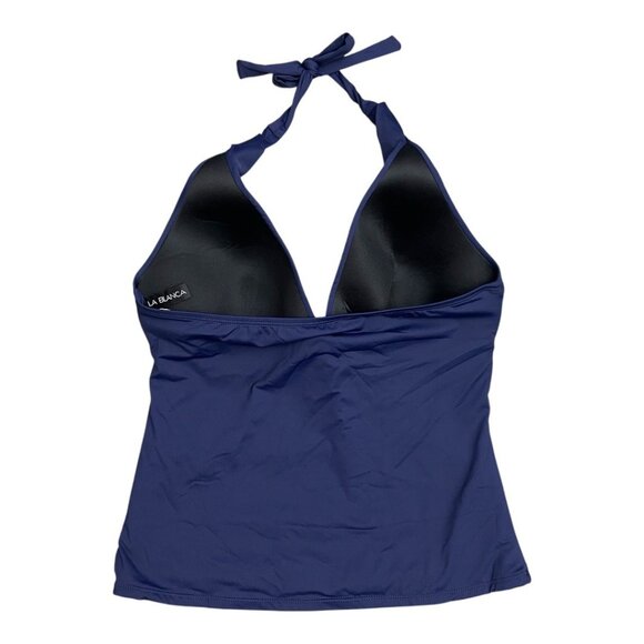 New La Blanca Island Goddess‎ Halter Tankini Swim Top in Navy Size 14 - Picture 8 of 12